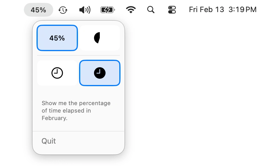 MonthBar with percentage showing elapsed time